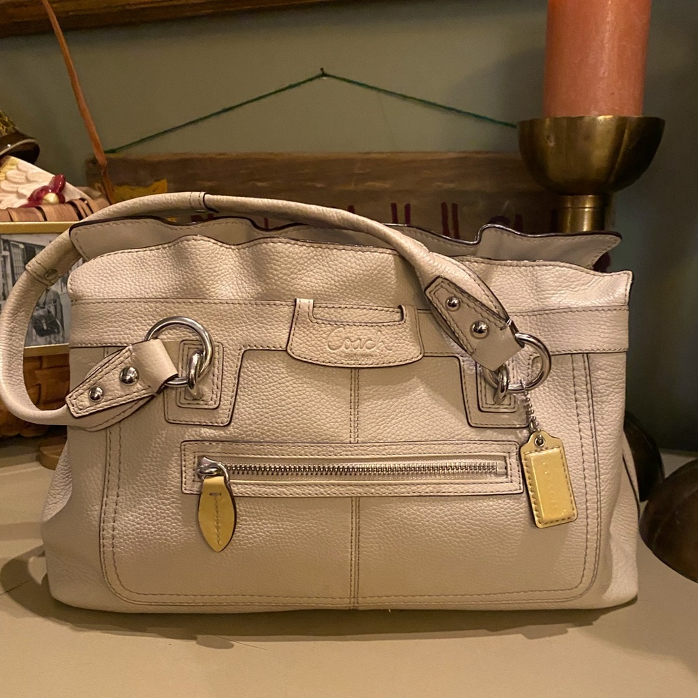 Coach Penelope CREAM Pebbled Leather Bag Purse Satchel F14686.